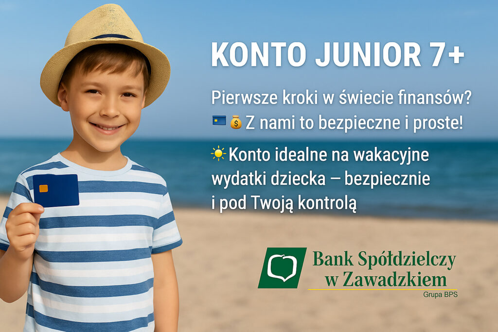 Konto Junior 7+ - idealne na wakacyjne wydatki dziecka.